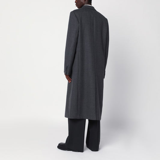 Grey double-breasted wool coat