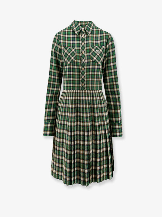 celine-tartan-wool-mini-dress