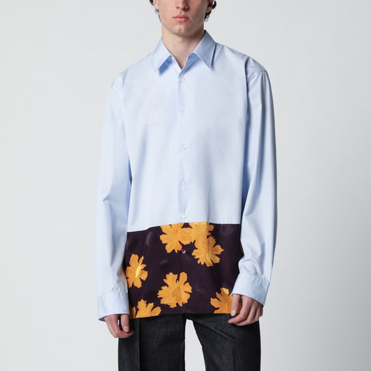 Light blue shirt with floral insert