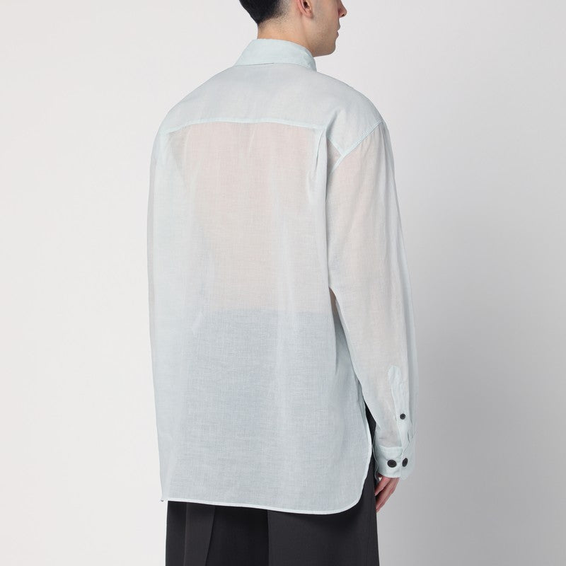 Light Blue Ice Cotton Shirt With Pockets