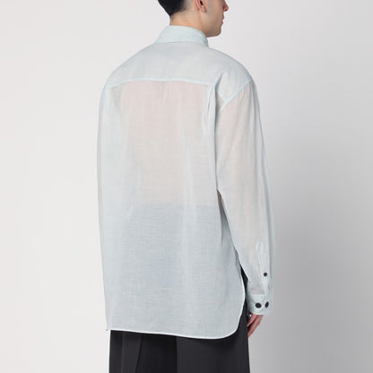 Light Blue Ice Cotton Shirt With Pockets