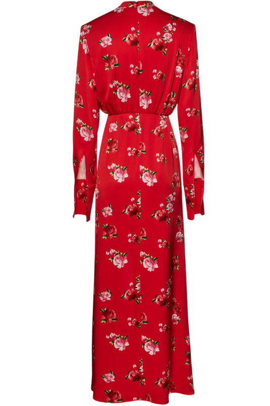 فستان حريري برقبة مستديرة