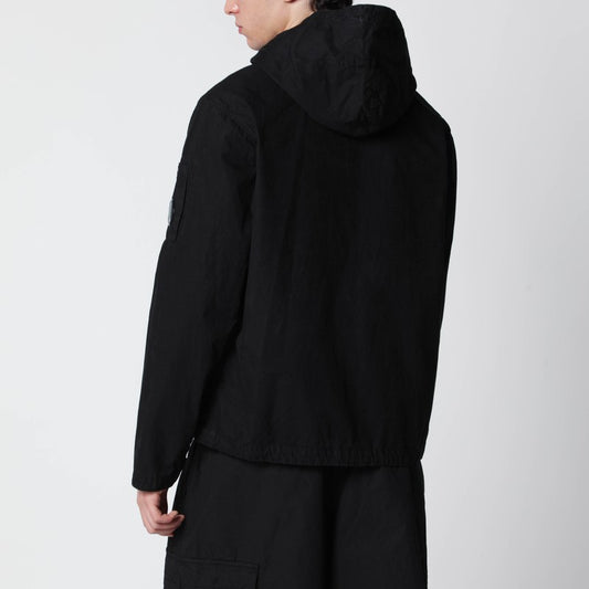 Black cotton zip-up jacket