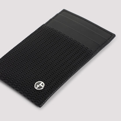 Black Calf Leather Credit Card Holder