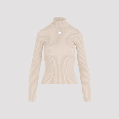 courrèges roll neck ribbed jumper-image-3
