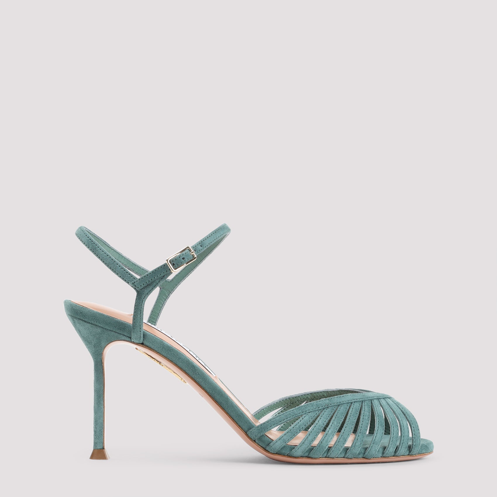 Light Teal Blue Kid Suede Leather Hold Me Sandal