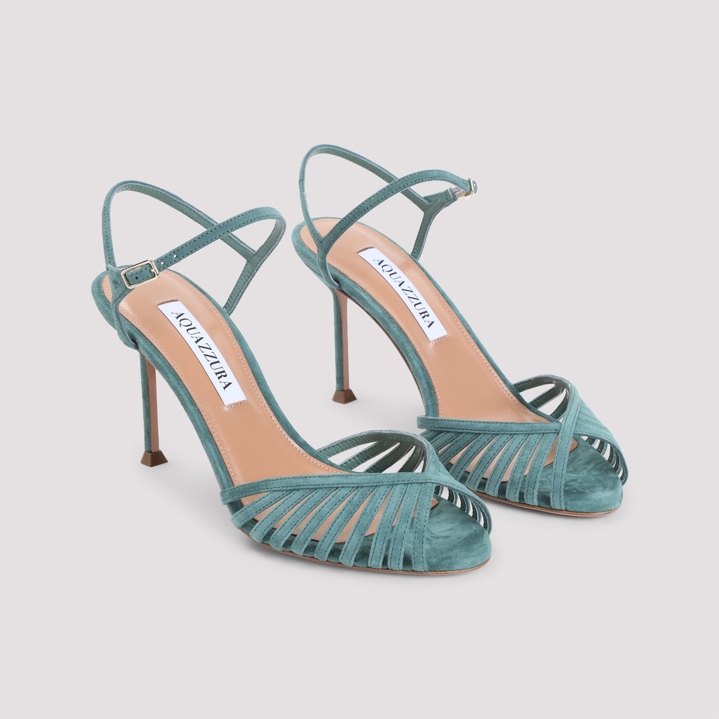 Light Teal Blue Kid Suede Leather Hold Me Sandal