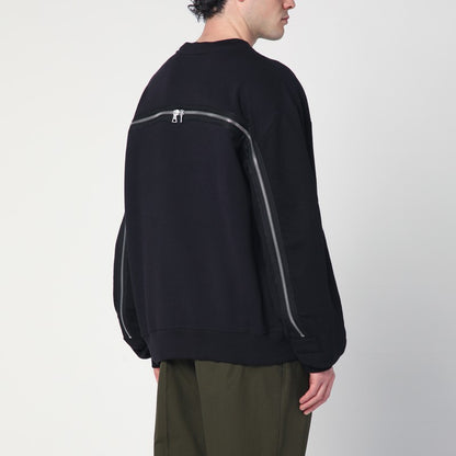 Navy Blue Sweatshirt With Zip Detail