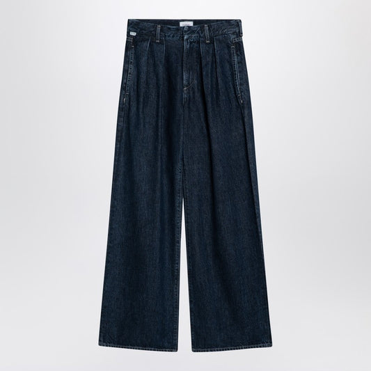 Dark Wide Jeans With Pleats