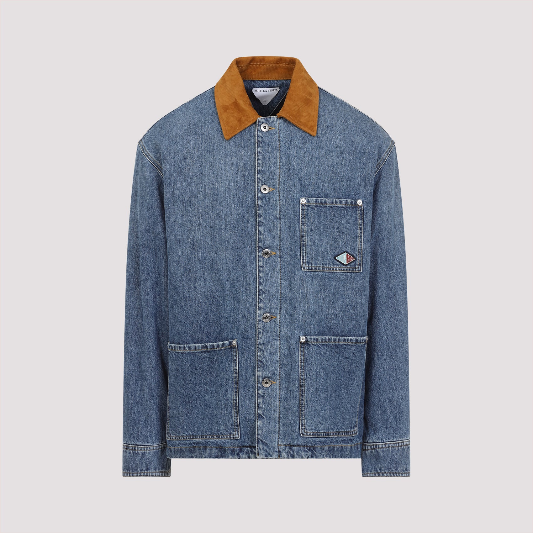 suede collar denim jacket-image-1