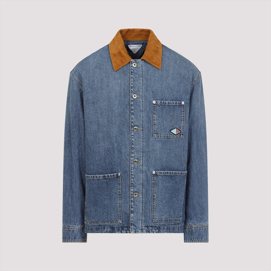 suede collar denim jacket-image-1