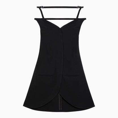Ellipse black viscose bustier mini dress