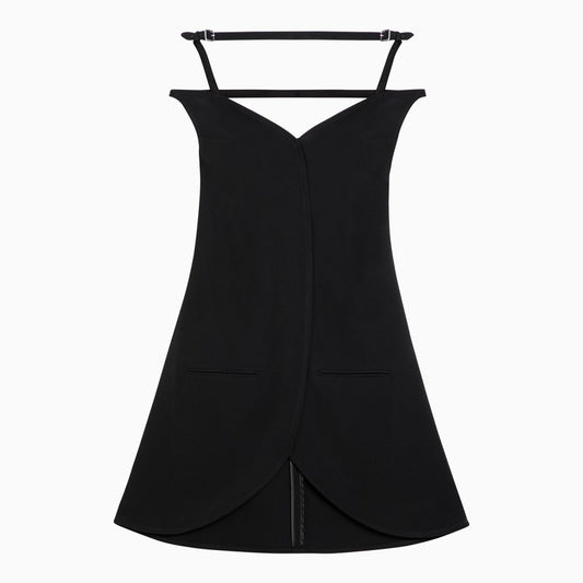 Ellipse black viscose bustier mini dress
