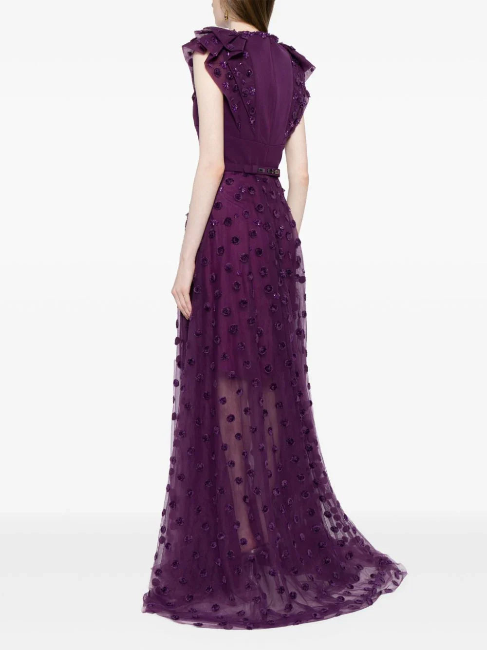 Beaded tulle dress with polka dots