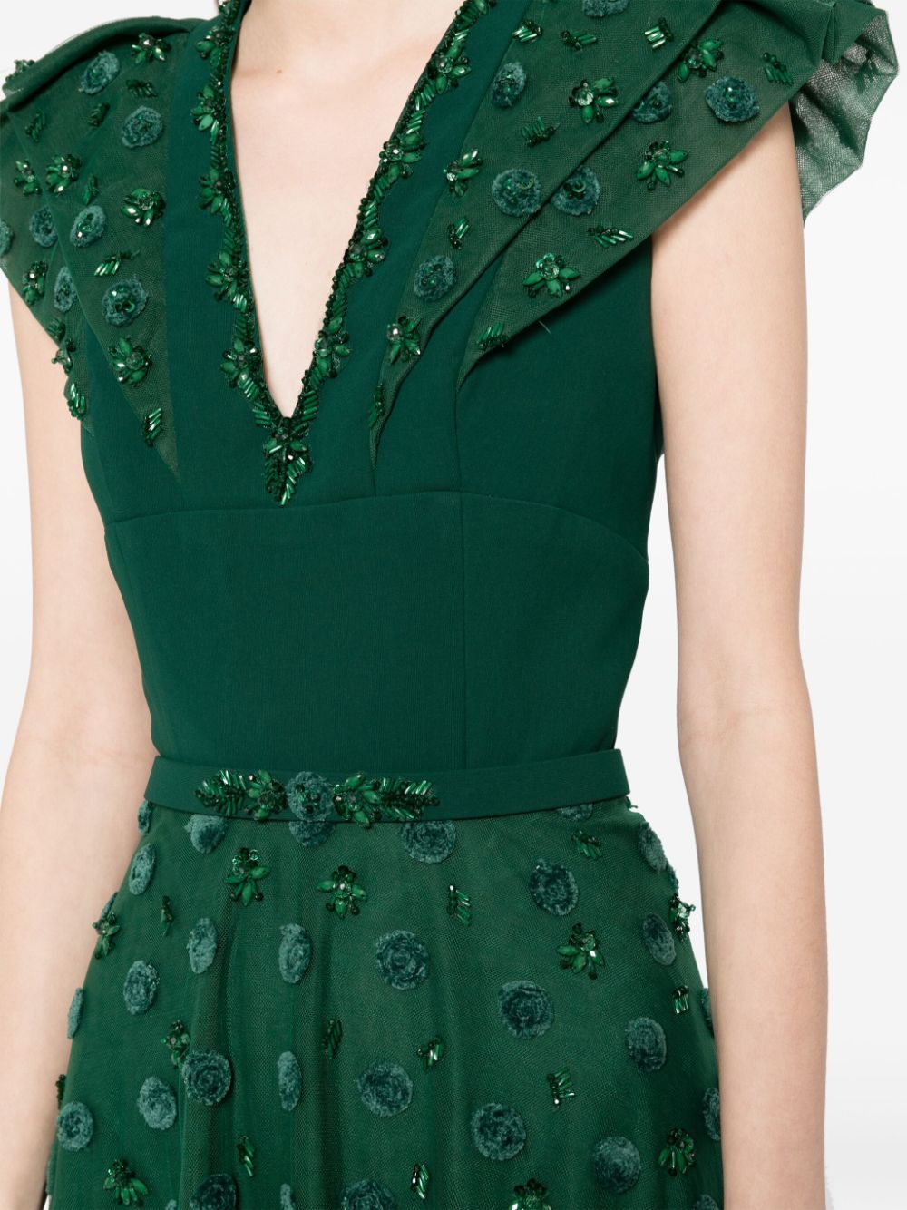 Beaded tulle dress with polka dots