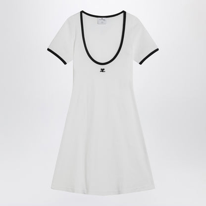 Black/white Mini Dress In Cotton
