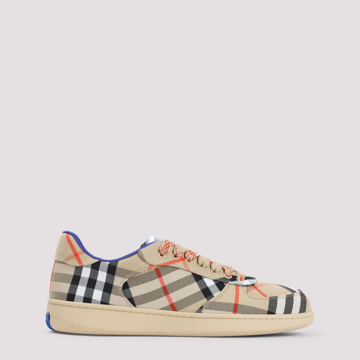 Beige Terrace Check Polyester Sneakers