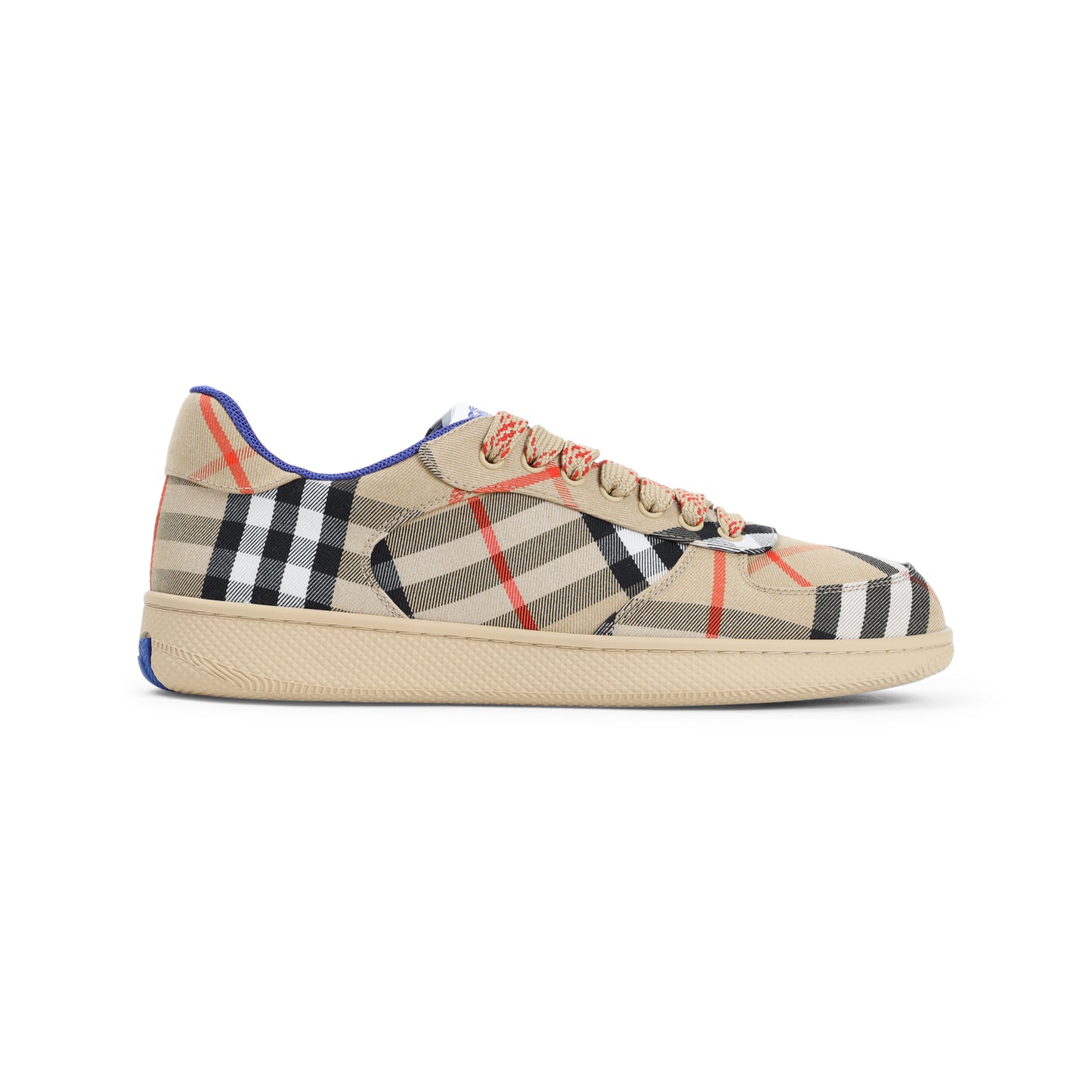 Beige Terrace Check Polyester Sneakers