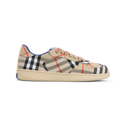 Beige Terrace Check Polyester Sneakers