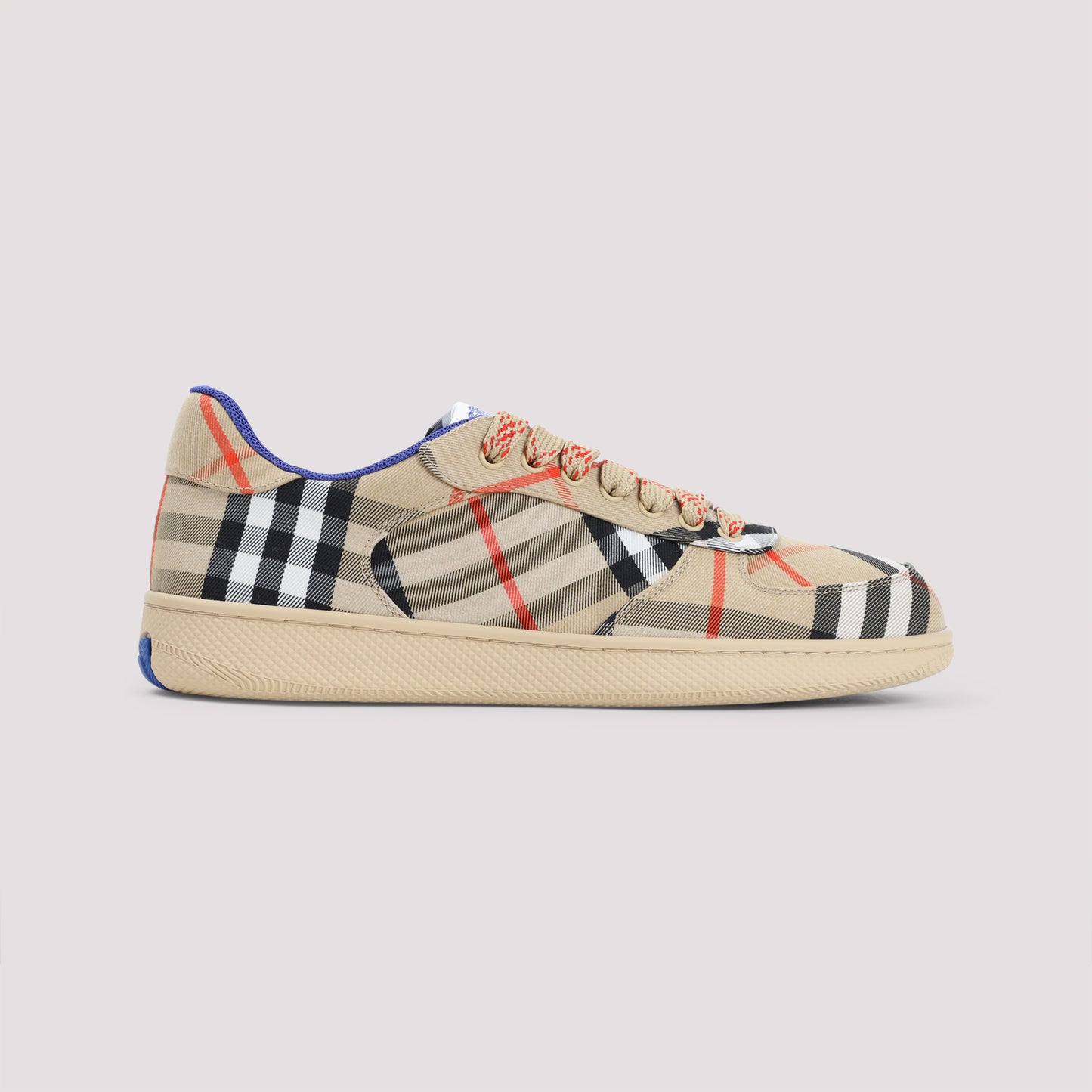 Beige Terrace Check Polyester Sneakers