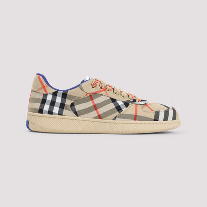 Beige Terrace Check Polyester Sneakers