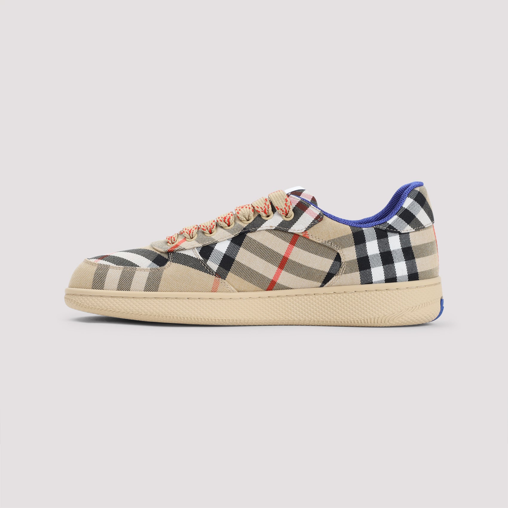 Beige Terrace Check Polyester Sneakers