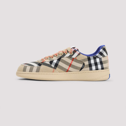 Beige Terrace Check Polyester Sneakers