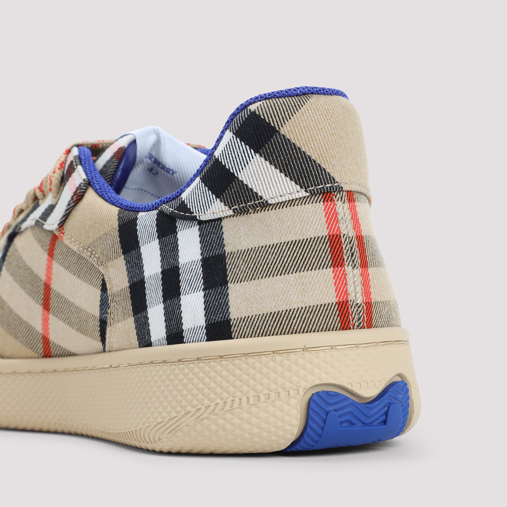 Beige Terrace Check Polyester Sneakers