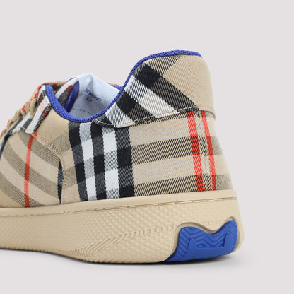 Beige Terrace Check Polyester Sneakers