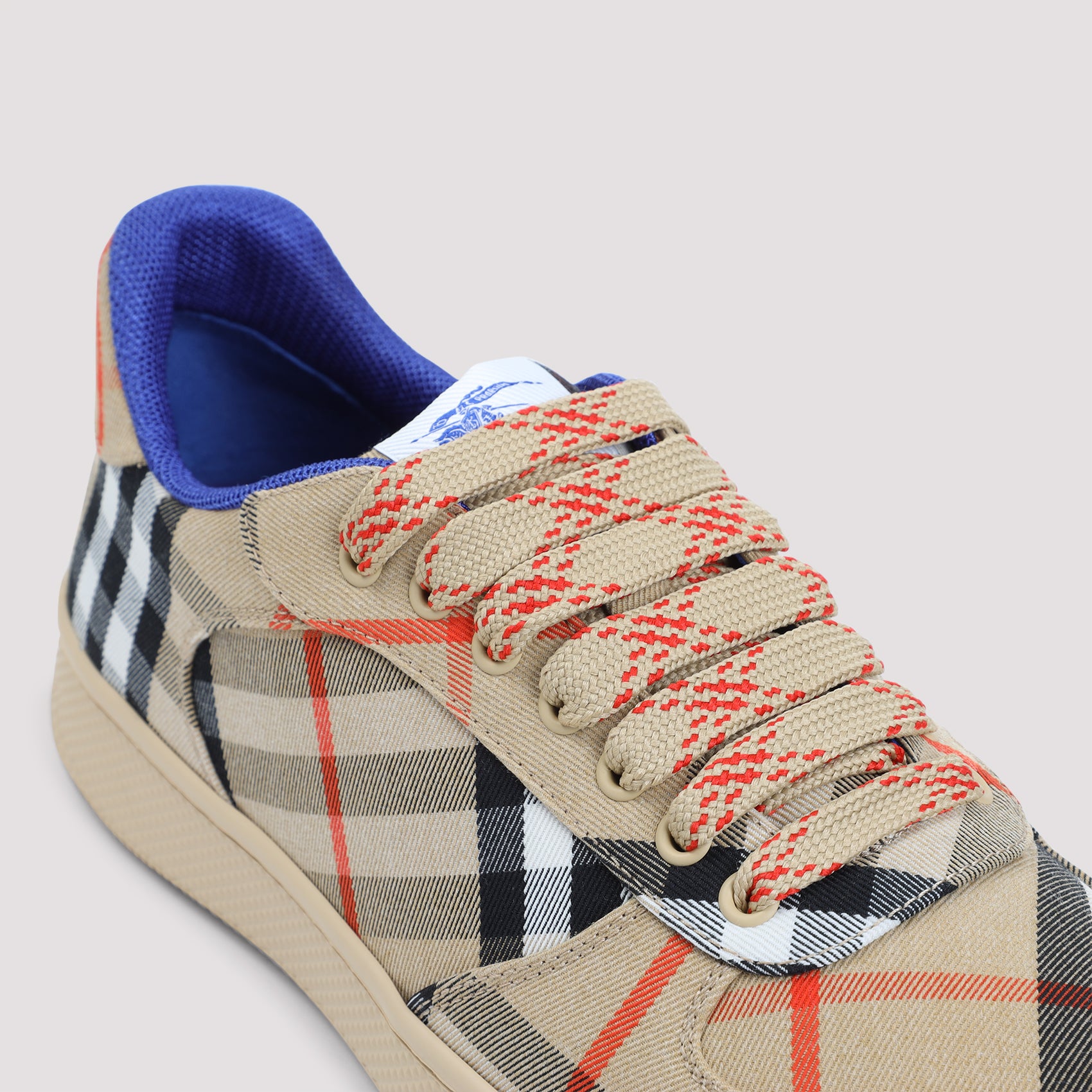 Beige Terrace Check Polyester Sneakers