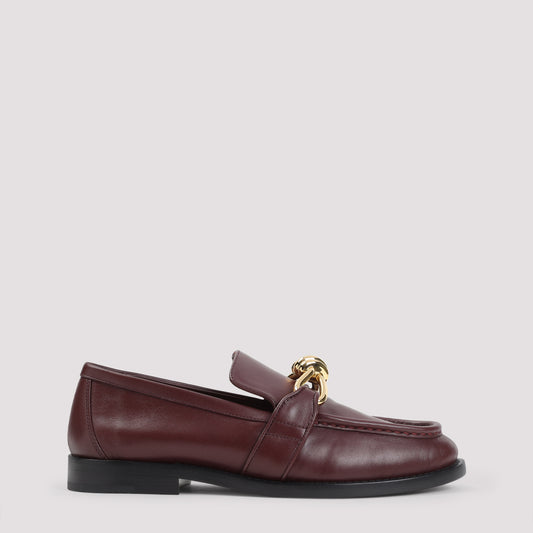 Barolo Brown Leather Astair Metallic Knot Loafer
