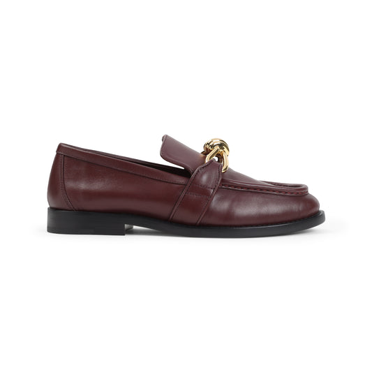 Barolo Brown Leather Astair Metallic Knot Loafer