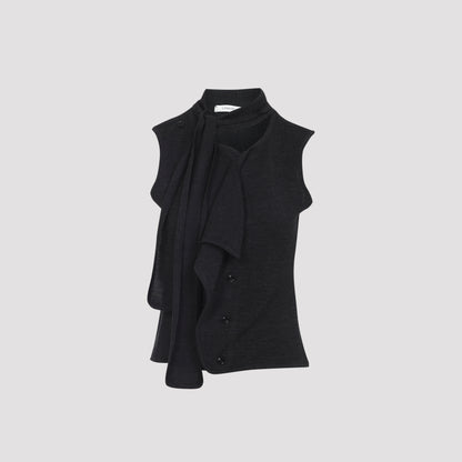 asymmetrical sleeveless cardigan-image-1