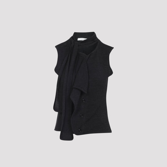 asymmetrical sleeveless cardigan-image-1