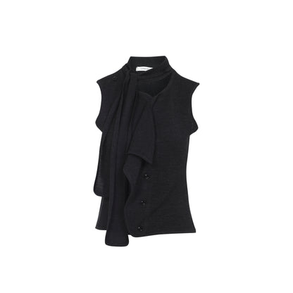 asymmetrical sleeveless cardigan-image-2