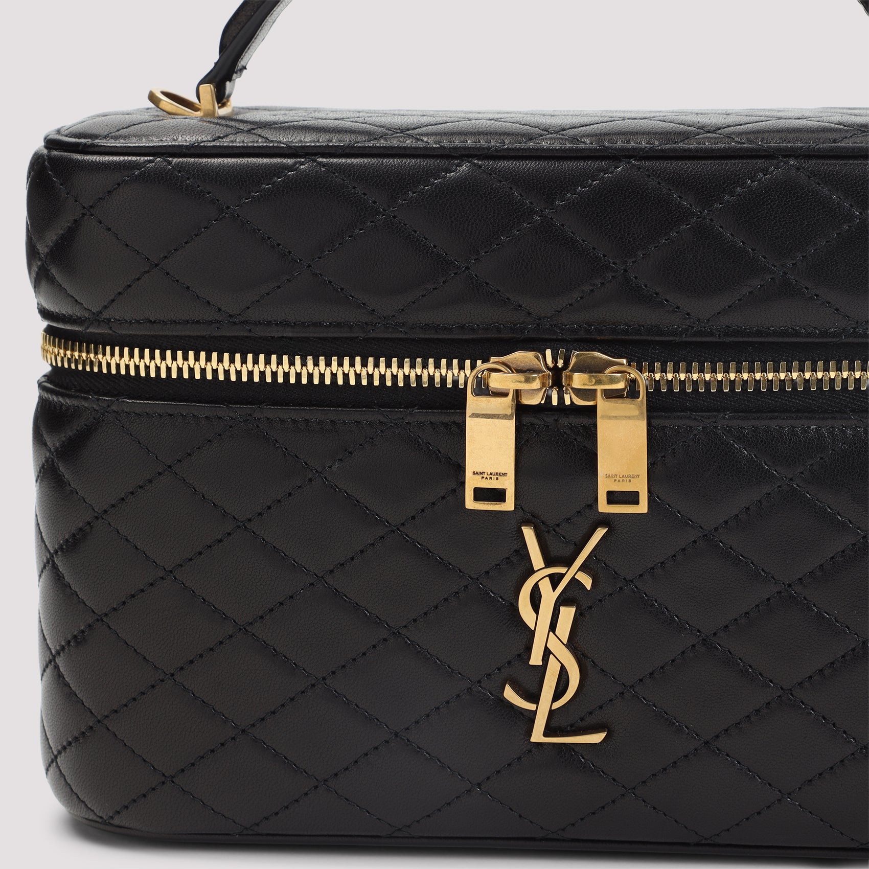 Black Matelasse Leather Gaby Vanity Shoulder Bag