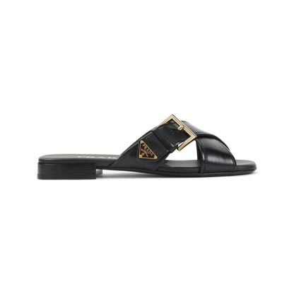 Black Calf Leather Sandals