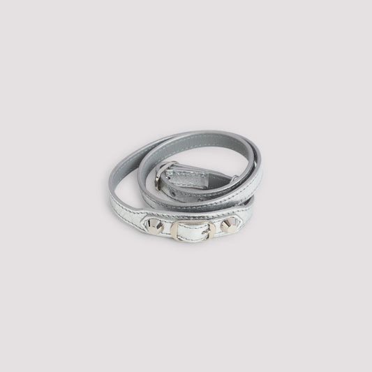 Silver Grey Leather City Triple Bracelet