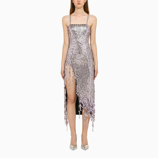Lavender Asymmetric Dress With Rhinestones
