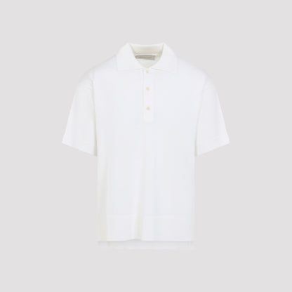 Cream White Virgin Wool Polo With Tonal Ami De Coeur