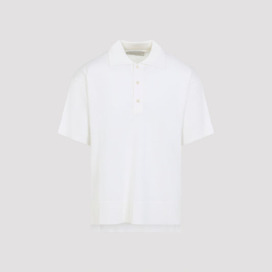 Cream White Virgin Wool Polo With Tonal Ami De Coeur