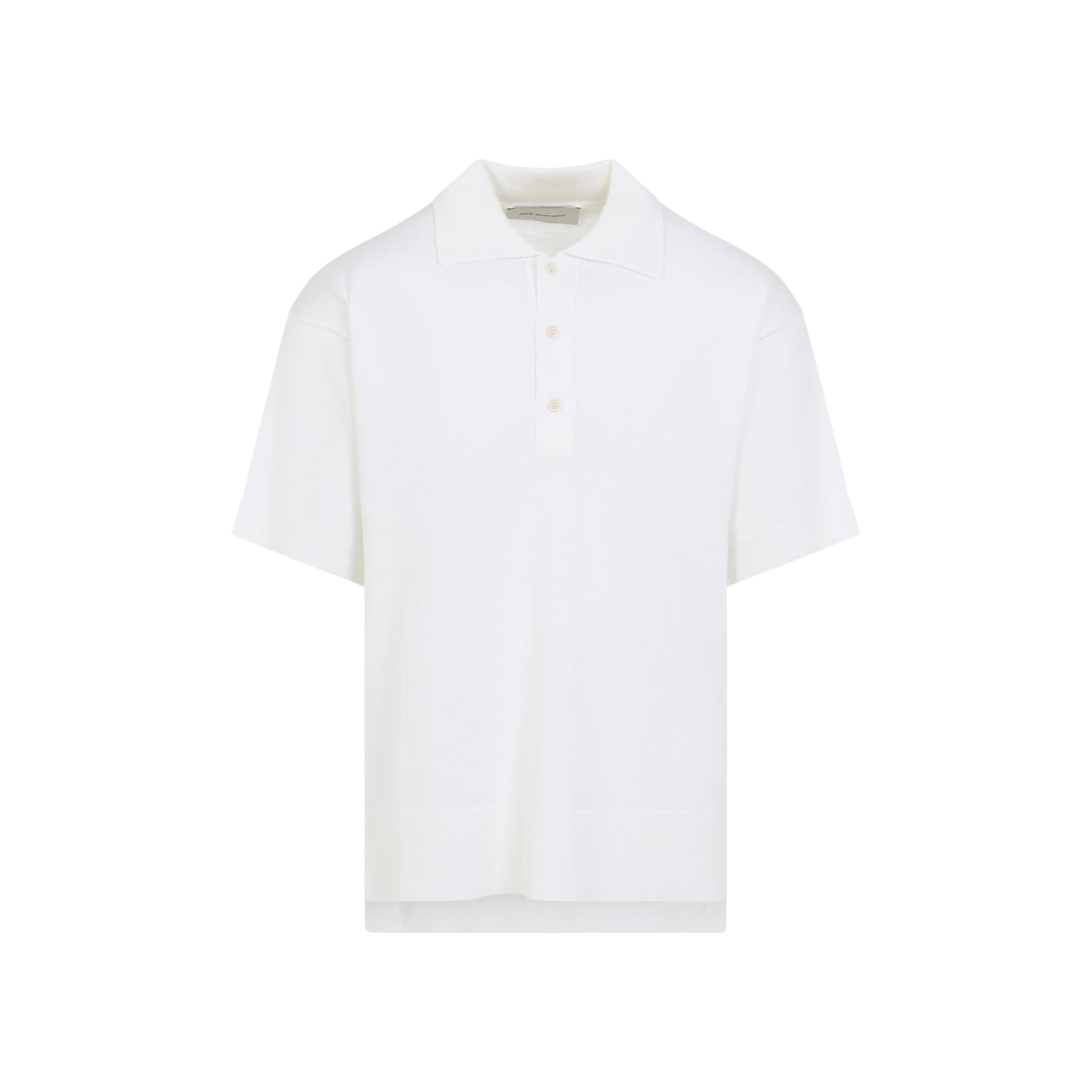 Cream White Virgin Wool Polo With Tonal Ami De Coeur