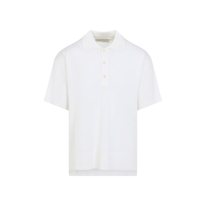 Cream White Virgin Wool Polo With Tonal Ami De Coeur