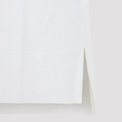 Cream White Virgin Wool Polo With Tonal Ami De Coeur