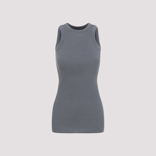 Fog Grey Wool Ribbed Tank Top
