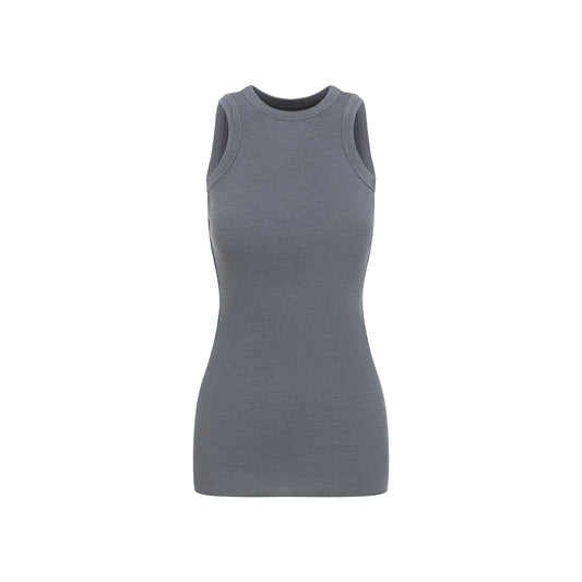 Fog Grey Wool Ribbed Tank Top