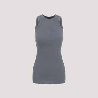 Fog Grey Wool Ribbed Tank Top