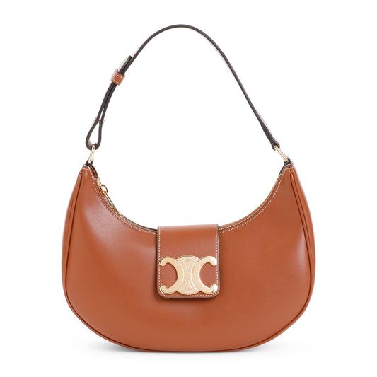 Tan Calf Leather Medium Ava Triomphe Shoulder Bag
