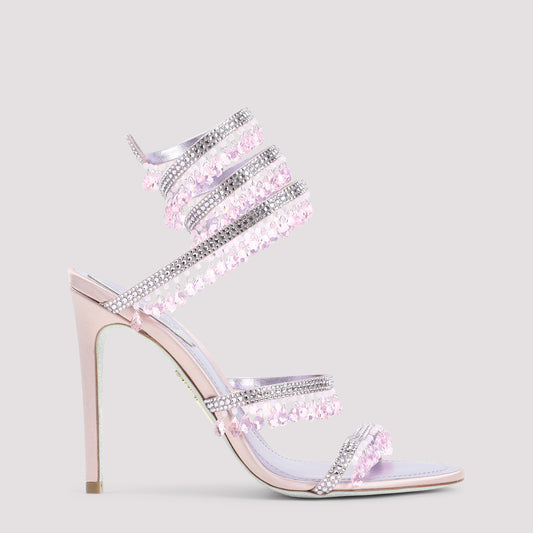 Lilac Satin Chandelier Leather Sandals