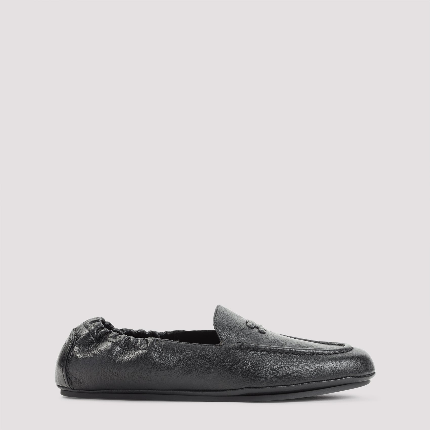 Black Leather Triomphe Loafers